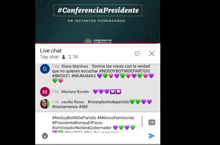 Mujeres toman la mañanera de AMLO