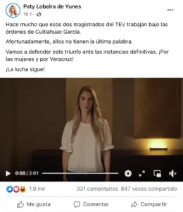 Patricia Lobeira reaccionó tras conocer la resolución del TEV.