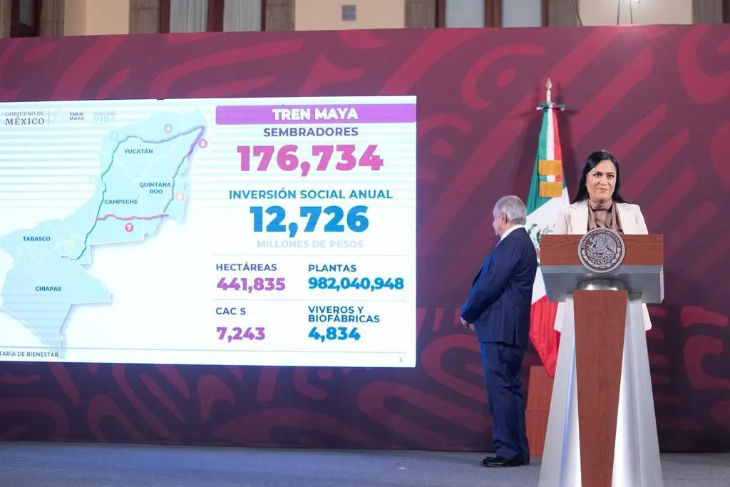 Ariadna Montiel destacó que el programa Sembrando Vida está avanzando con éxito en la ruta del Tren Maya; sumando 176 mil beneficiarios.