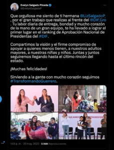 Hay liderazgo en el DIF Guerrero, su presidenta obtiene primer lugar en aprobación